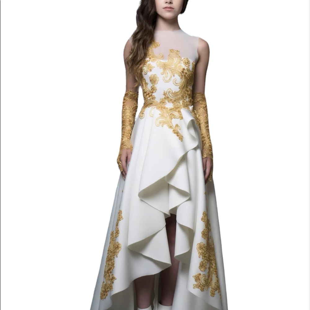Gold & White formal Dress